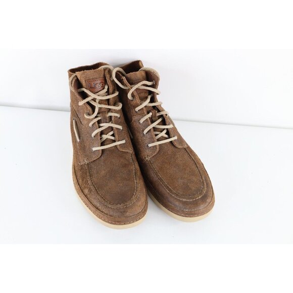 Ugg Boots Mens Size 14 Spell Out Vibram Suede Leather Ankle Chukkas Boots Brown main image 10